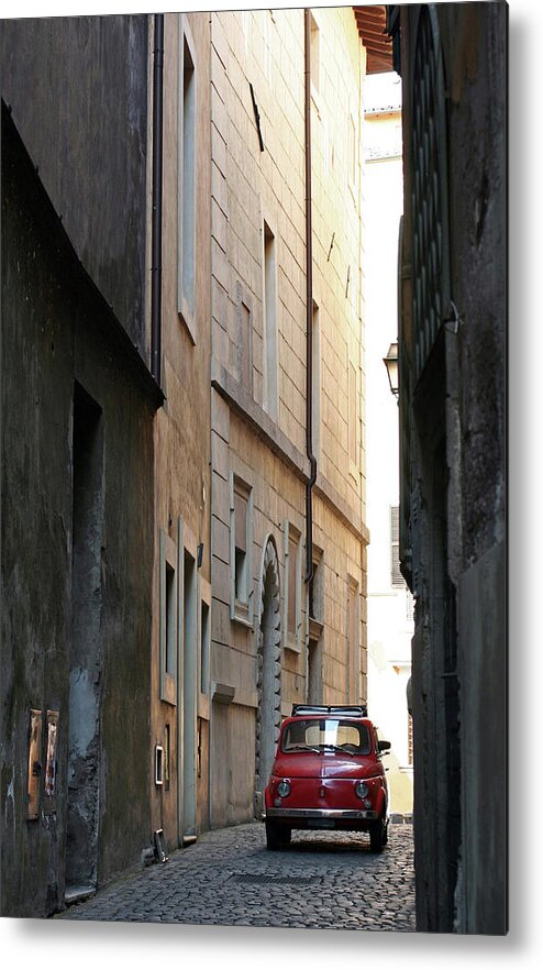 Number 500 Metal Print featuring the photograph Small Car In A Narrow Alley, Rome Italy by Romaoslo