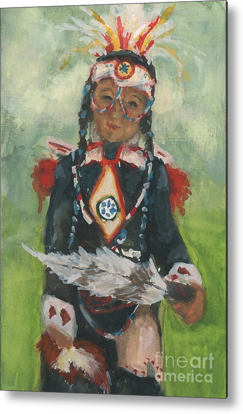 Nativeamerican Metal Print featuring the painting Smiling by Robin Wiesneth