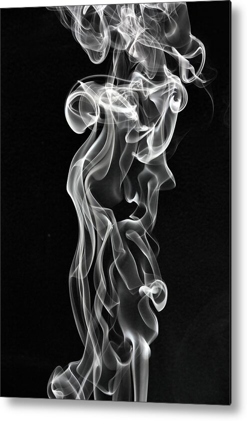 Curve Metal Print featuring the photograph Smoke Rising On A Black Background by Joshuaholder