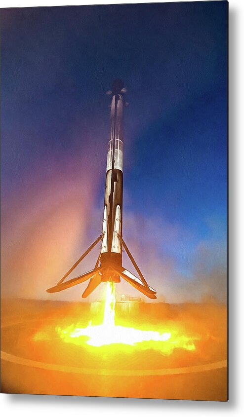 Spacex Metal Print featuring the photograph SpaceX Falcon 9 Precision Booster Landing by Matthias Hauser