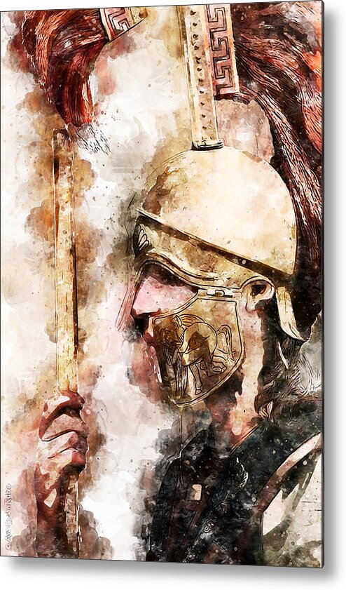 Spartan Warrior Metal Print featuring the painting Spartan Hoplite - 29 by AM FineArtPrints