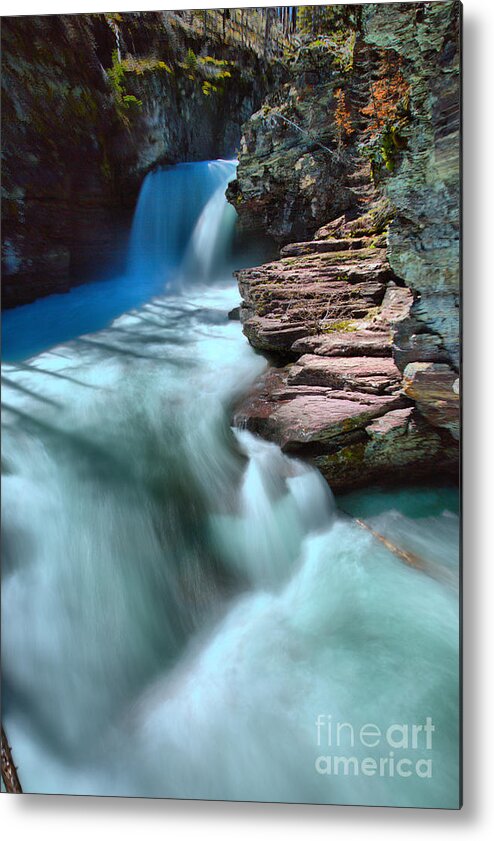 St Mary Falls Metal Print featuring the photograph St. Mary Falls Sping Portrait by Adam Jewell