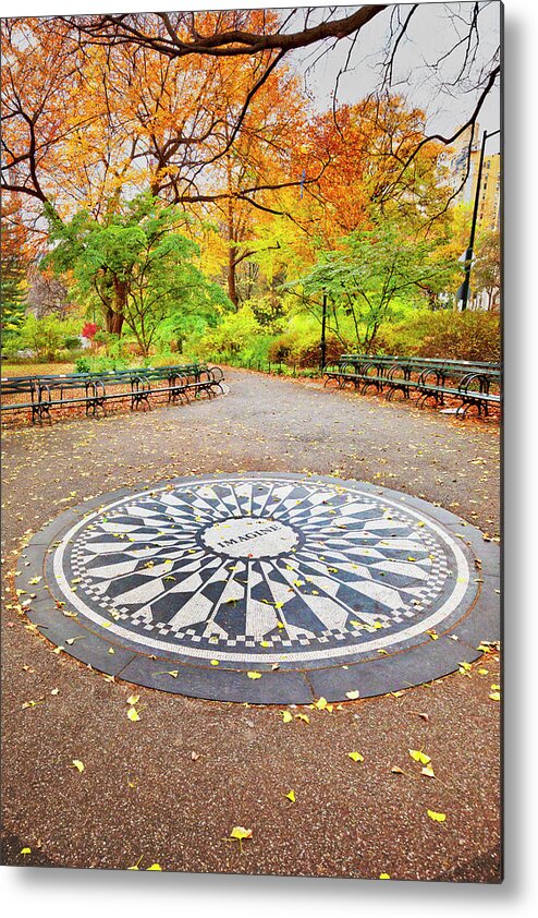 Estock Metal Print featuring the digital art Strawberry Field, Central Park Nyc by Claudia Uripos