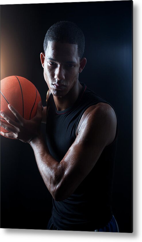 Young Men Metal Print featuring the photograph Streetball Players Portrait _ Vertical by Tempura