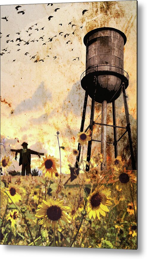 Jason Casteel Metal Print featuring the digital art Sunflowers At Dusk by Jason Casteel