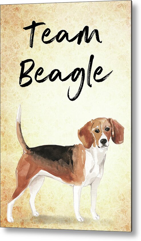 Beagle Metal Print featuring the painting Team Beagle cute Art for Dog lovers by Matthias Hauser