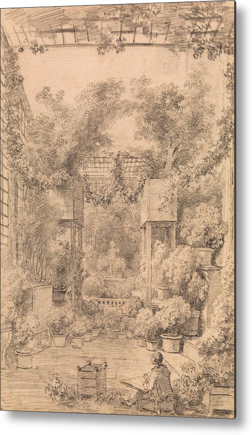 18th Century Art Metal Print featuring the drawing The Draftsman by Jean-Honore Fragonard