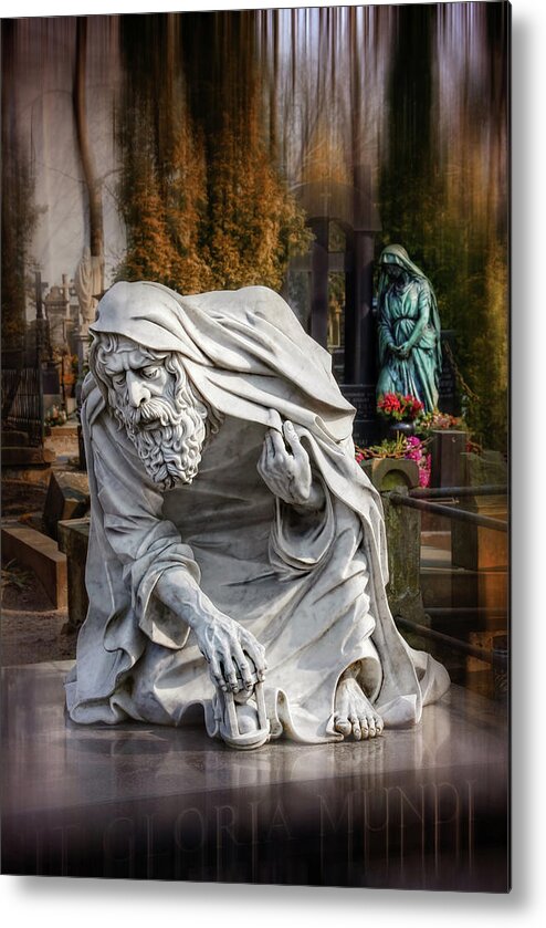 Warsaw Metal Print featuring the photograph The Old Man of Powazki Cemetery Warsaw by Carol Japp