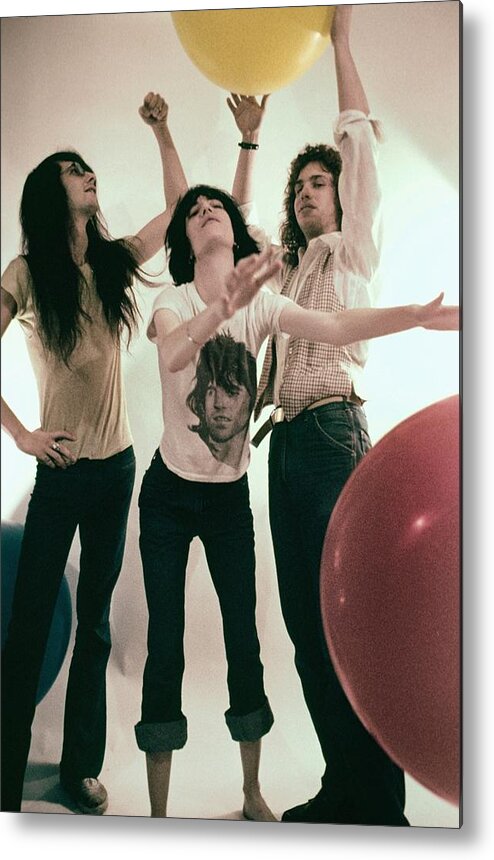 Rock Music Metal Print featuring the photograph The Patti Smith Group Portrait Session by Michael Ochs Archives