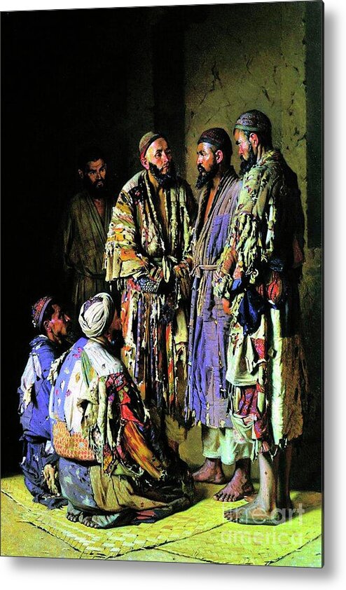 Oil Painting Metal Print featuring the drawing The Politicians In An Opium Shop by Heritage Images
