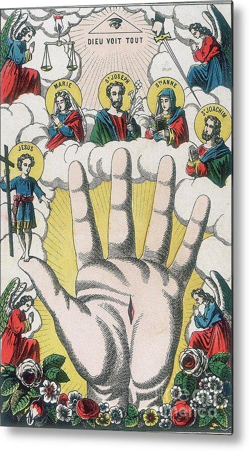 Three Quarter Length Metal Print featuring the drawing The Powerful Hand, 19th Century. Artist by Print Collector