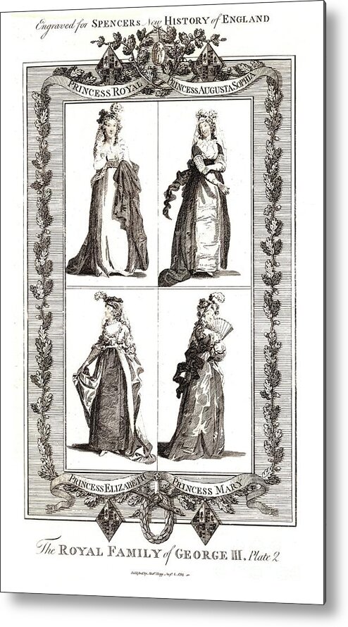 Princess Augusta Of Saxe-gotha Metal Print featuring the drawing The Royal Family Of George IIi by Print Collector