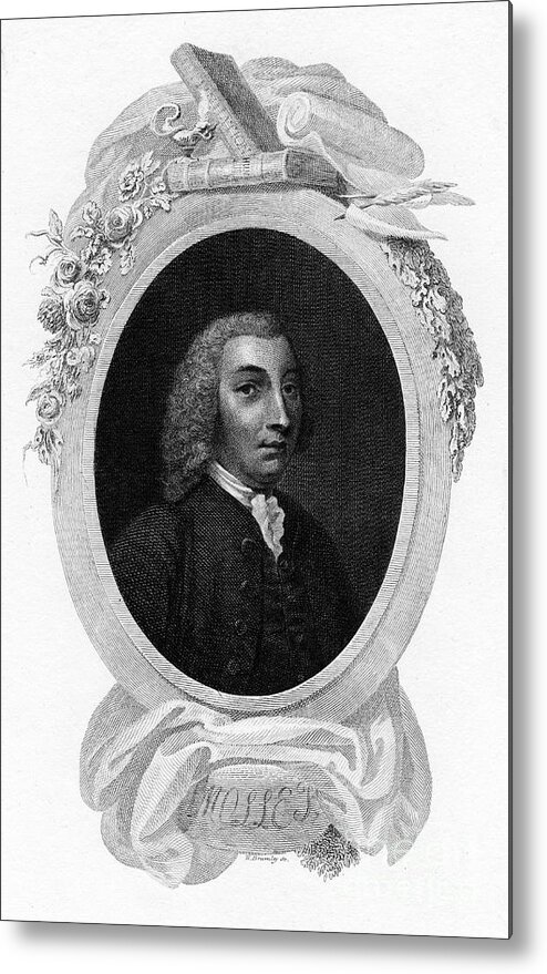 Engraving Metal Print featuring the drawing Tobias George Smollett, 18th Century by Print Collector