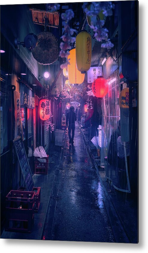 Asia Metal Print featuring the photograph Tokyo Blue Rain by Javier De La