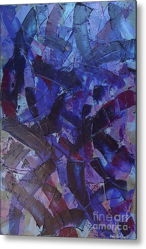 Blue Metal Print featuring the painting Transitions with Blue and Magenta by Dean Triolo