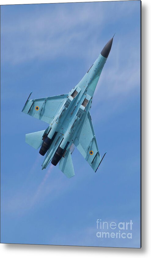 Taking Off Metal Print featuring the photograph Ukrainian Air Force Su-27 Flanker by Timm Ziegenthaler/stocktrek Images