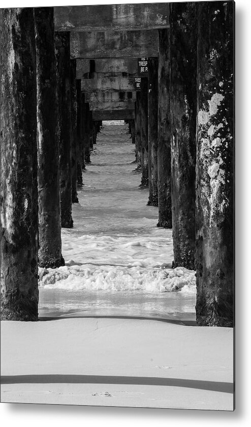 Pier Metal Print featuring the photograph Under the pier #2 BW by Stuart Manning
