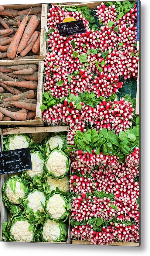 Retail Metal Print featuring the photograph Vegetables - Radish Carrots Cauliflower by A J Withey