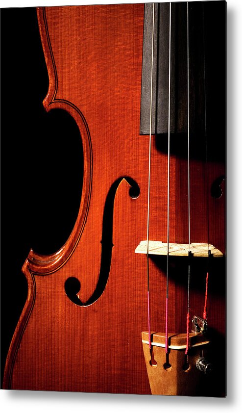 Music Metal Print featuring the photograph Violin Close-up by Bluestocking