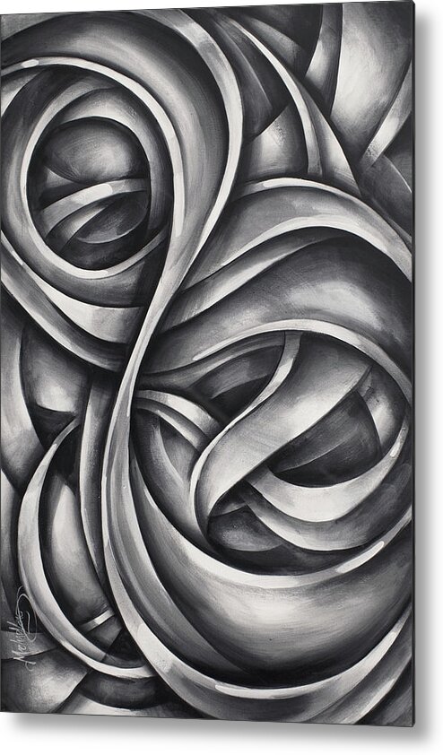 Monotone Metal Print featuring the painting 'void' by Michael Lang