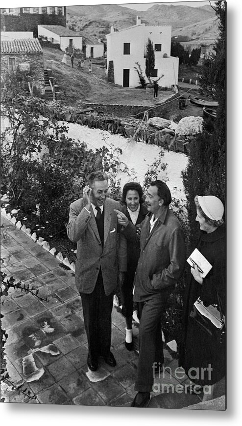 Working Metal Print featuring the photograph Walt Disney And Dali Friends Standing by Bettmann