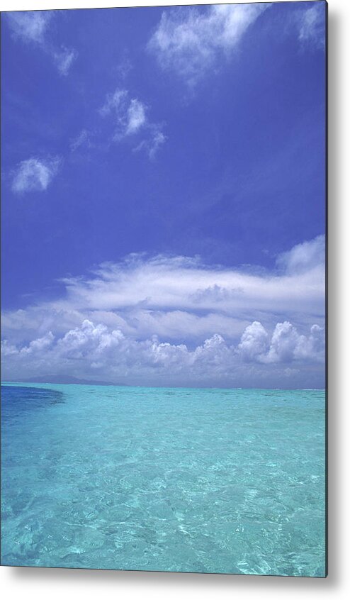 Tranquility Metal Print featuring the photograph Water And Sky, Bora Bora, Pacific by Mitch Diamond