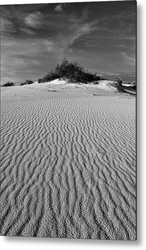White Sands Metal Print featuring the photograph White Sands New Mexico waves in black and white by Chance Kafka