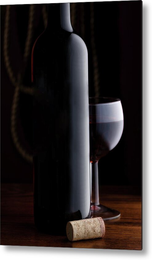 Wine Metal Print featuring the photograph Wine Still Life with Cork by Tom Mc Nemar