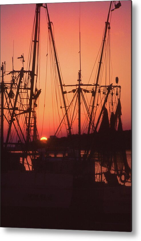 Sunset Metal Print featuring the photograph Winter Sunset through the Rigging by Jerry Griffin
