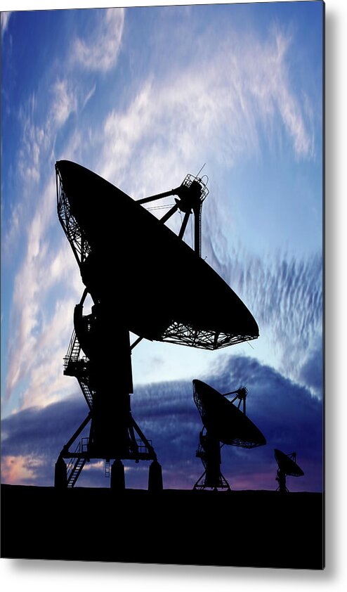 Scenics Metal Print featuring the photograph Xxxl Satellite Dish Silhouette by Sharply done