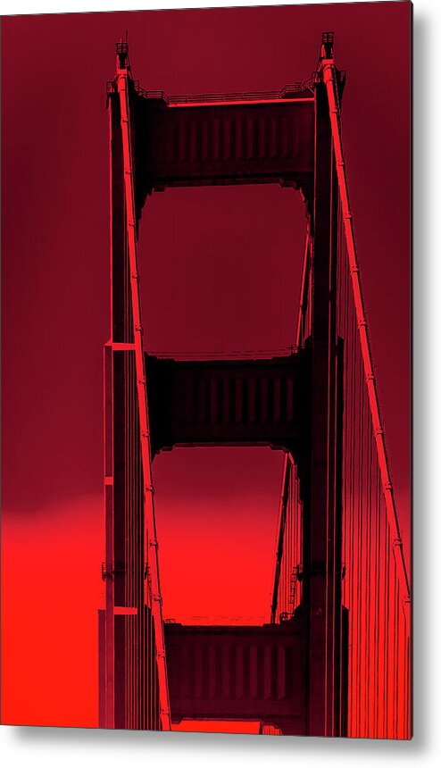 Architecture Metal Print featuring the photograph 0695 Red San Francisco Bridge California by Amyn Nasser Neptune Gallery