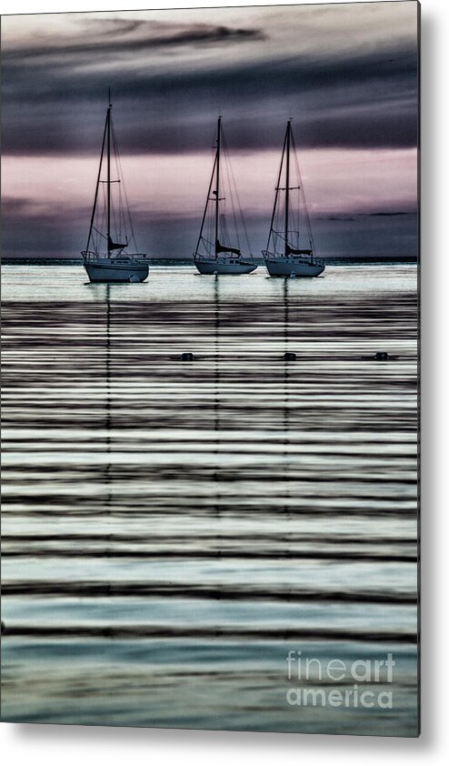 Sailboats Metal Print featuring the photograph 3 Sailboats #1 by Timothy Johnson