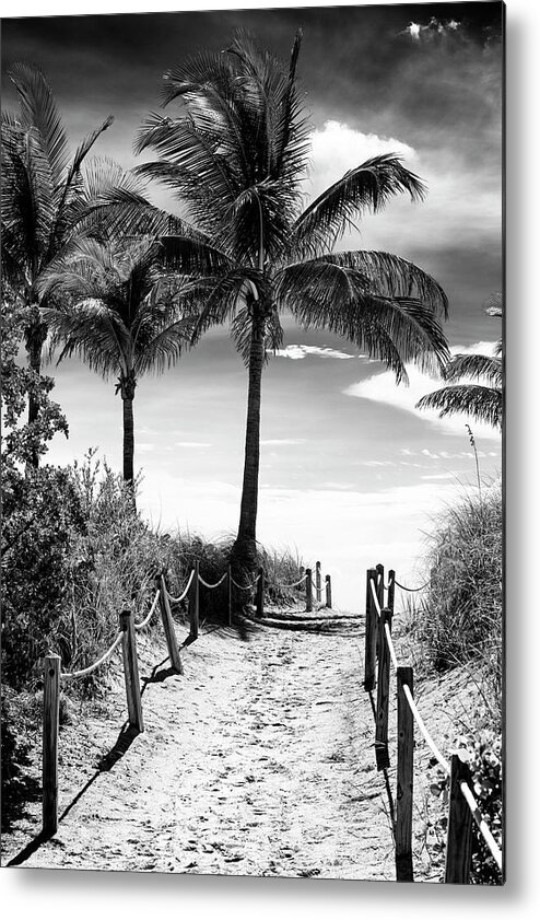 Florida Metal Print featuring the photograph Black Florida Series - Boardwalk Beach #1 by Philippe HUGONNARD