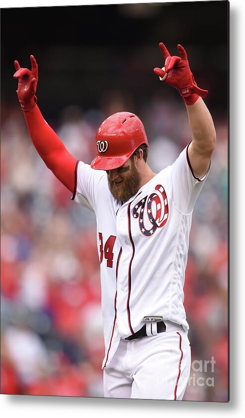 Three Quarter Length Metal Print featuring the photograph Bryce Harper #1 by Mitchell Layton