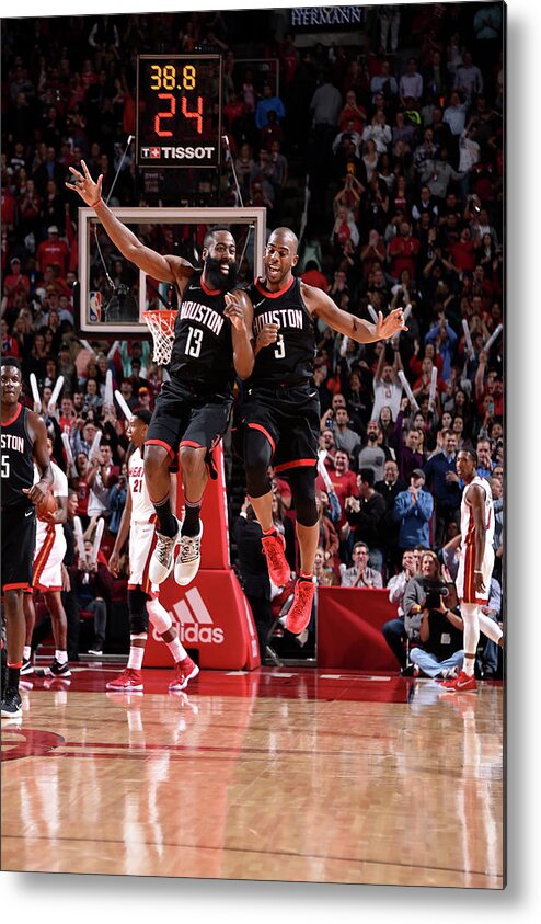 Nba Pro Basketball Metal Print featuring the photograph Chris Paul and James Harden by Bill Baptist