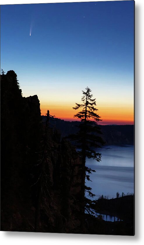 Lake Metal Print featuring the photograph Comet NEOWISE at Crater Lake #2 by Cat Connor