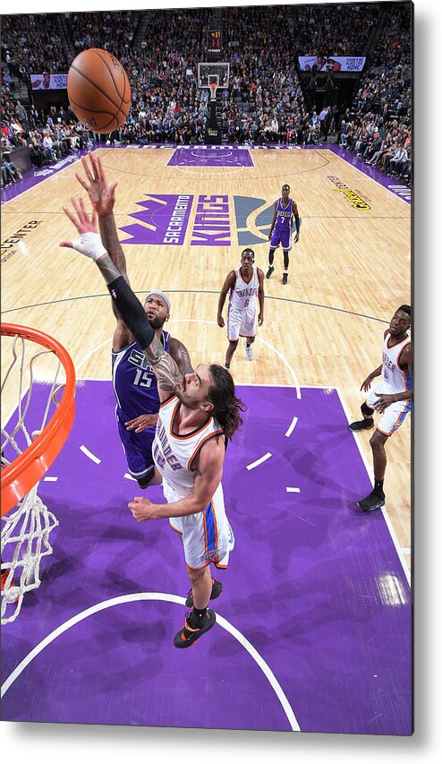Nba Pro Basketball Metal Print featuring the photograph Demarcus Cousins and Steven Adams by Rocky Widner