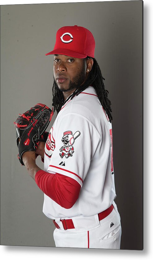 American League Baseball Metal Print featuring the photograph Johnny Cueto by Mike Mcginnis