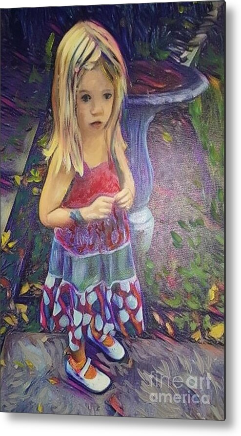 Child Metal Print featuring the painting Little one #1 by Lyn Vic