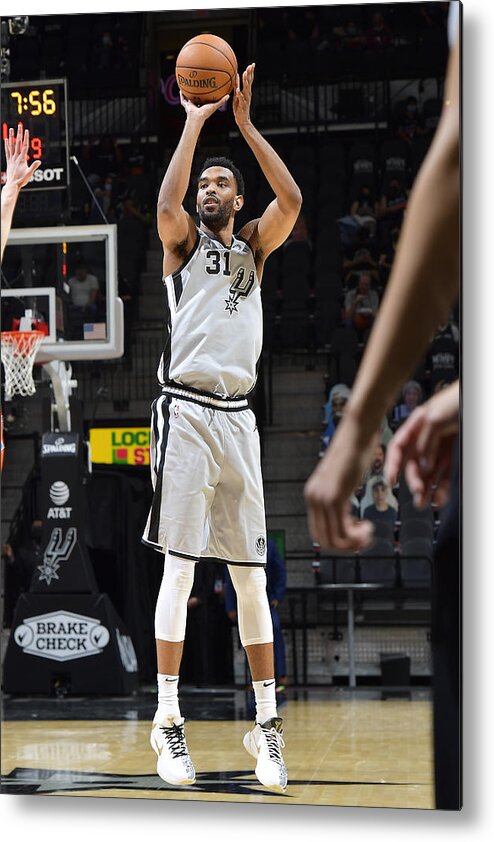 Keita Bates-diop Metal Print featuring the photograph Oklahoma City Thunder vs. San Antonio Spurs #1 by Logan Riely