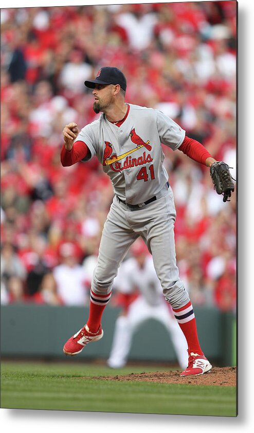 Great American Ball Park Metal Print featuring the photograph Pat Neshek #1 by John Grieshop