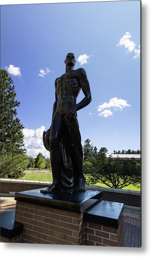 University Tour Metal Print featuring the photograph Spartan statue on the campus of Michigan State University in East Lansing Michigan #1 by Eldon McGraw