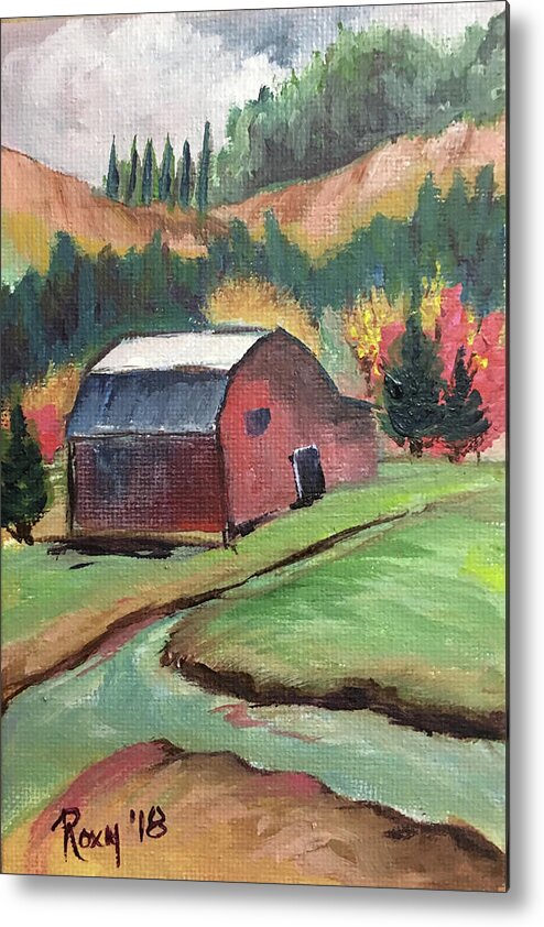 Barn Metal Print featuring the painting The Creek by Roxy Rich