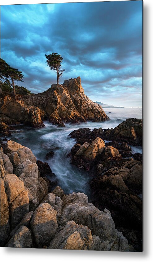 Pebble Beach Metal Print featuring the photograph Windswept Majesty - The Lone Cypress by Alexander Sloutsky