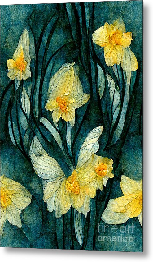 Series Metal Print featuring the digital art Daffodils #10 by Sabantha