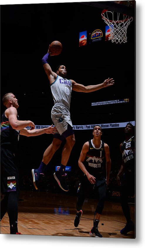 Miles Bridges Metal Print featuring the photograph Charlotte Hornets v Denver Nuggets #2 by Bart Young