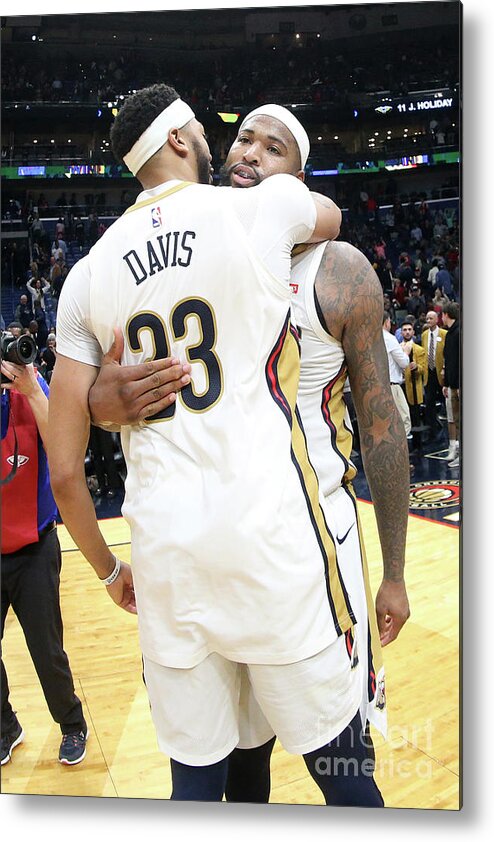 Anthony Davis Metal Print featuring the photograph Demarcus Cousins and Anthony Davis #2 by Layne Murdoch