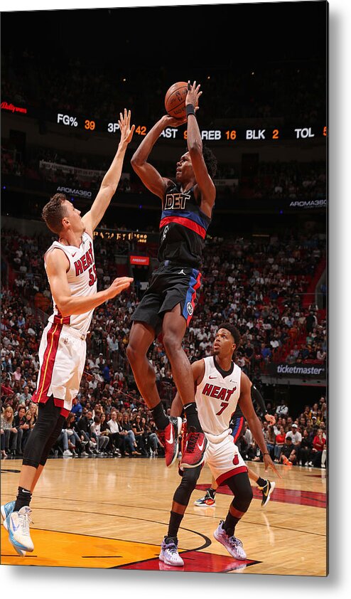 Sports Ball Metal Print featuring the photograph Detroit Pistons v Miami Heat #2 by Issac Baldizon