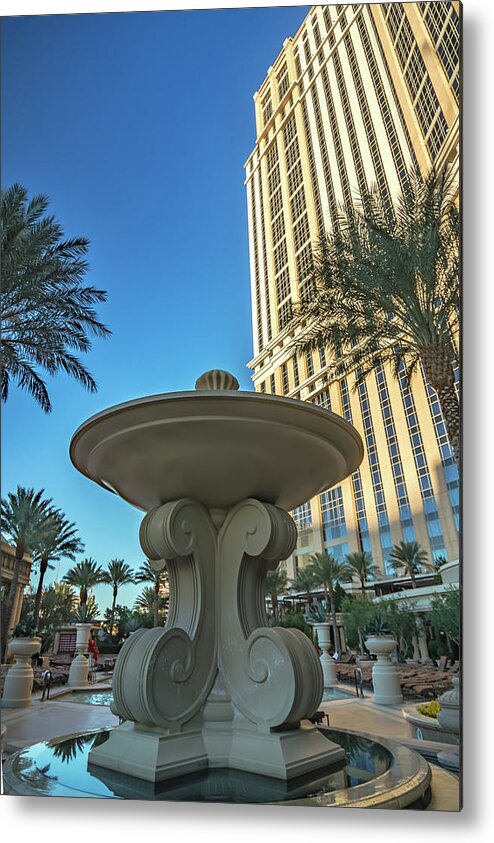 Blue Sky Metal Print featuring the photograph Exterior of the Palazzo Hotel, which is linked to The Venetian H #2 by Alex Grichenko