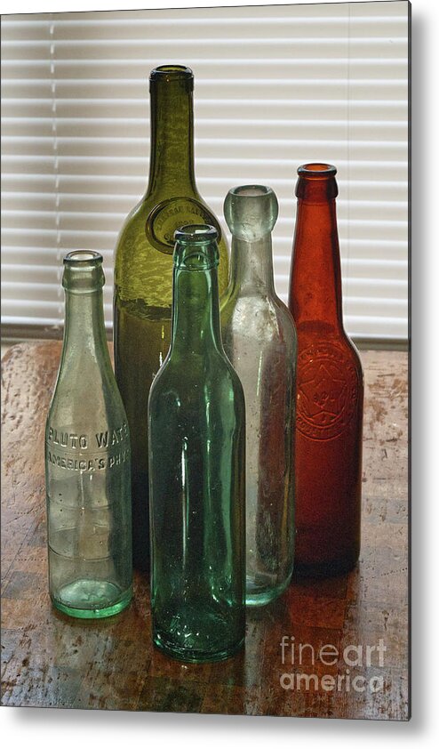 Still Life Metal Print featuring the photograph Old Glass Bottles #2 by Phil Perkins